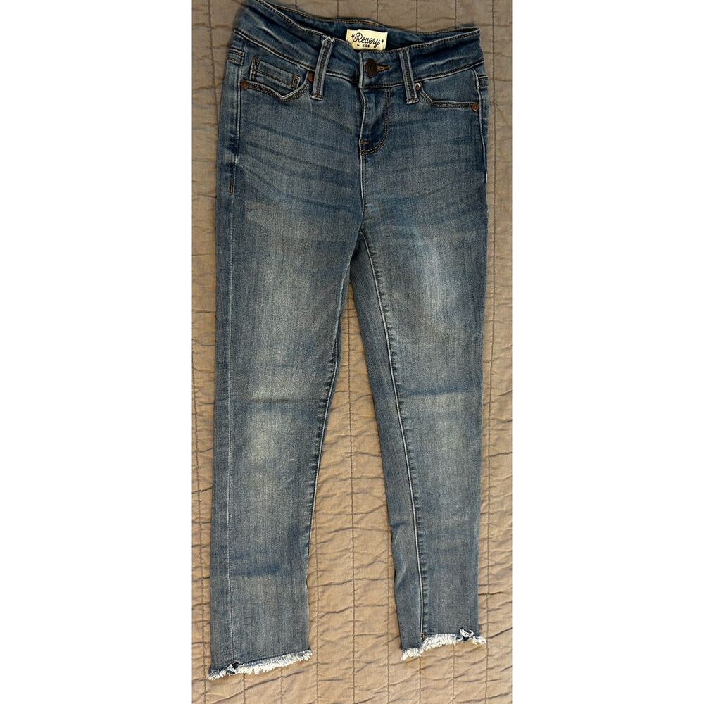Revery Kids Mid-Rise Ankle Skinny Jeans Raw Hem Size 7